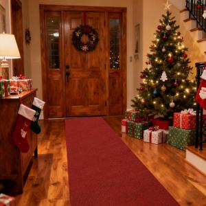 jxgzyy Red Runner Rugs 2'11" x 16'5", Non Slip Entrance Doormat, 0.25 Thickness Indoor Outdoor Carpet Runner with Rubber Backing, Waterproof Custom Size Heavy Duty Floor Mat for Hallway Laundry Patio