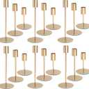 Gold Candlestick Holders - Bulk Decorative Metal Candelabra for Taper Candles - Fit 0.8 Inch Diameter - Gold Taper Candle Stands for Wedding Home Party Table Decor (Set of 18)