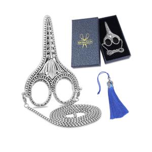 SHWAKK Embroidery Scissors Exquisite Stainless Steel Sharp Tip Retro Scissors with Sheath Chain Sewing Scissor for Sewing,Embroidery, Needlework
