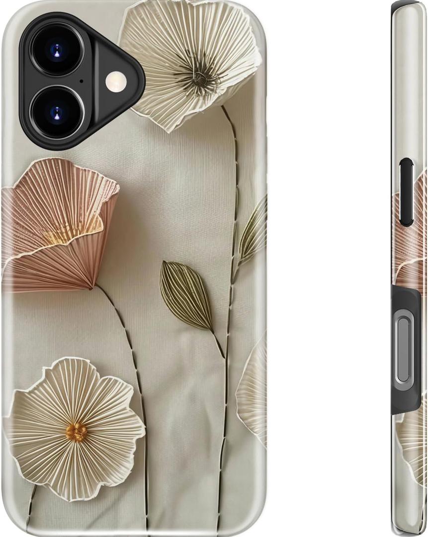 Goodon for iPhone 17 Case - Compatible with Magsafe - Dual-Layer Hard Shell & Silicone Cover - Protective Phone Case with Cute Wildflower Designs for Women - Ethereal Wire Florals