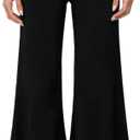 Adoeren Women Fold Over Lounge Capris Wide Leg Cropped Flowy Gaucho Pants Comfy Casual Yoga Coluttes Pajama Bottom (Black, S)
