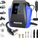 PULITUO Tire Inflator Portable Air Compressor - Car Accessories 12V DC Air Pump for Car Tires with Digital Pressure Gauge, Emergency LED Light for Wheel, Bike, Ball, Motor (Blue)