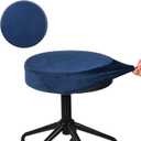 SINOSSO Bar Stool Cover, Super Soft Velvet Dia.13-15.5" Round Stretchy Washable Dustproof Slipcover for Upholstered Furniture (M, Navy,1 Count)