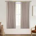 Textured Thick Burlap Cafe Small Window Curtains 45 Inch Length, Boho Farmhouse Pinch Pleated Curtains Blackout Heat Blocking Flax Linen Drapes 2 Panels Set Back Tab for Closet Without Door (40"W x 45"L (Pack of 2), Linen)