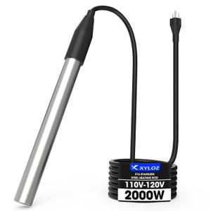 2000W Immersion Water Heater, Electric Fully Sumbersible Pool Heater, Fast Heating Stainless Steel Bathtub Heater, for Small Inflatable Swim Pool, Stock Tank, Hot Tub, Baptistry, Bucket, Outdoor