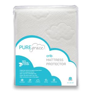 PUREgrace Tencel Crib Mattress Protector  Waterproof, Noiseless, Breathable Cover with Deep-Pocketed Corner Strap for Secure Fit