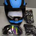 Motocross Helmet,Adult Youth ATV Dirt Bike Motorcycle Helmet,BMX 4-Wheeler Off-Road Mountain Bike Helmet,DOT Certified,W/Gloves Goggles Mask 4-Piece Set (X Blue, Large)