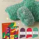 AIVEI Sparkly Fuzzy Socks for Women Men, Christmas Gifts Stocking Stuffers, Funny Cute Crazy Fluffy Plush Slipper Socks for Girls Boys 3 Pairs