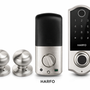 HARFO Smart Door Handle Set, Brushed Silver