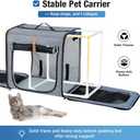 Lekereise Extra Large Cat Carrier for 2 Cats, 2-in-1 Cat Travel Carrier with Litter Box, (20.85" x2) x19.7"x19.7" Pet Carrier with Zipper Locks for Moving Across The Country (No Hammock) - Grey