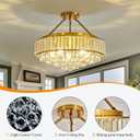 YYJLX 6-Light Modern Large Crystal Chandelier Gold Metal E26 Semi Flush Mount Round Ceiling Light Fixture Ceiling Lamp Farmhouse for Dining Room Living Room Laundry Room Foyer Kitchen Bedroom