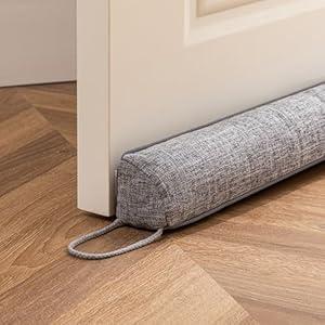 Sunolga 38" Linen Door Draft Stopper Blocks Hot and Cold Air with Removable Washable Cover for Bottom of Door, All-Season Seal for Noise, Wind, Door Sweep for Gaps Up to 3", Home Essentials, Gray