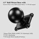 BRCOVAN 1.5'' Ball Mount Base with Aluminum Alloy 4-Hole AMPS Square Plate, Compatible with RAM Mounts C Size 1.5 Inch Ball Double Socket Arm