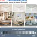 TCL 52" Modern Ceiling Fan with Lights, 5 Blades, 6 Speeds DC Reversible, Dimmable, White Flush Mount for Bedroom, Living Room and Garage