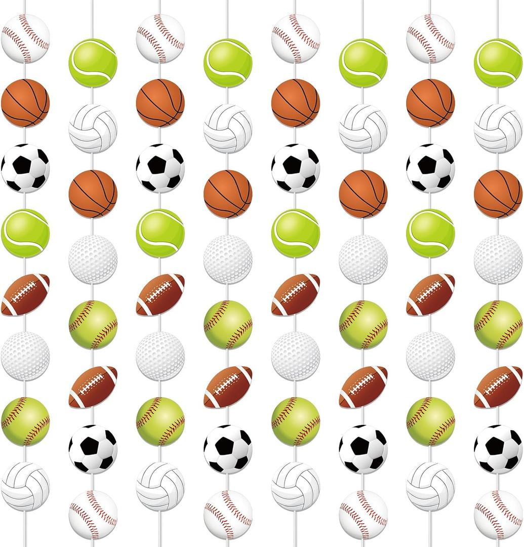 gisgfim 12 Packs Sports Party Banners Sports Theme Birthday Decorations Garland Kit Football Basketball Hanging Swirl Soccer Golf Paper Cutouts Baby Shower Supplies Decor for Kid Teen