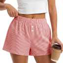 BTFBM Striped Boxer Shorts for Women 2026 Spring Summer Y2k Vacation Beach Bottoms Lounge Sleep Pajama PJ Pants Clothes (XL)