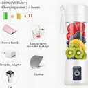 Portable Blender Cup, Electric USB Mini Juicer Blender for Shakes and Smoothies, 380ml, 6 Stainless Steel Blades, Rechargeable, Lightweight, Black, Ideal for Travel & Gym (White)