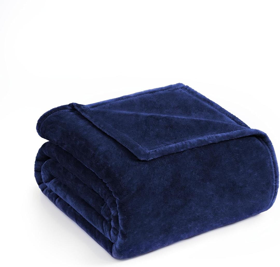 Casa Platino Fleece Blanket Queen Size 300 GSM Navy Blue Fleece Throw for Bed or Couch Soft Cozy Warm Holiday Bed Blanket for Winter, Fuzzy Plush Elegant Gifts for Men & Women - 90x90 Inch