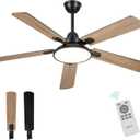 Melkelen Ceiling Fan with Lights and Remote, 52 Inch Outdoor Ceiling Fan with Light, Modern Black Fan with Lights for Covered Patio Farmhouse Bedroom, MK06-BK