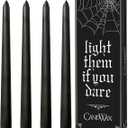 CANDWAX 10 inch Taper Black Candles Set of 4  Dripless Tall Unscented Black Tapered Candle Sticks  Perfect for Household Decor, Dinner Centerpiece or Halloween Dcor