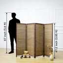 Furnnylane 4 Panel Short Room Divider Screen,Brown Freestanding Partition,Small Bamboo Panel Divider for Room Seperation,3.95 FT Tall