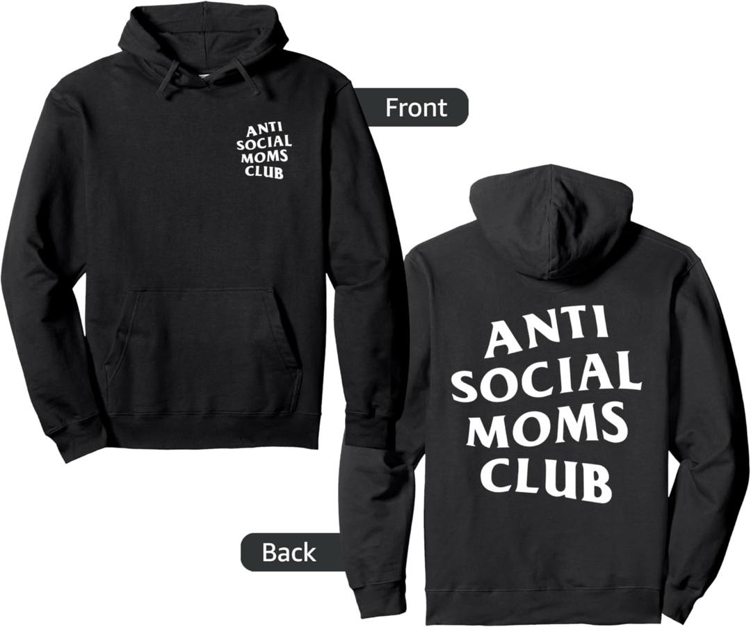 Anti Social Moms Club White Logo (Front + Back) Pullover Hoodie XL