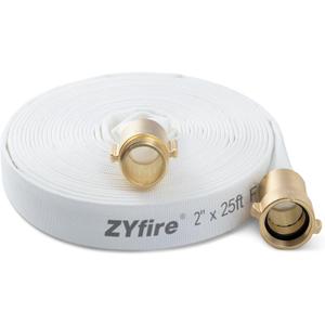 ZYfire Fire Hose - 2" ID x 25 FT Single Jacket TPU Firefighter Hose with M F NST/NH Brass Couplings 750 PSI Burst Pressure Lightweight for Use in Firefighting