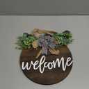 Dahey Welcome Sign for Front Door Decor 12'' Farmhouse Round Wood Wreath Wall Hanging Outdoor Home Porch Decorations for Christmas Day Winter Spring All Seasons Holiday Housewarming Gift, Brown (Small)