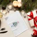 Blue and White Chinoiserie Christmas Kitchen Towels, Pink Bow Christmas Tree Hand Towels, Grandmillennial Christmas Decor Dish Towels Dishcloths Tea Towels for Kitchen, 16x24in