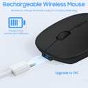 SUNGI Bluetooth Mouse for Laptop/MacBook/iPad/Android PC,Rechargable Quiet Slim Wireless Mice Compatible with Windows/Linux/Tablet,Black