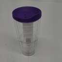 Tervis Clear & Colorful Lidded Made in USA Double Walled Insulated Tumbler Travel Cup Keeps Drinks Cold & Hot, 24oz, Royal Purple Lid
