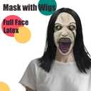 Scary Mask for Women, Horror Crying Woman Mask with Wigs, Halloween Costumes Mask, Quality Latex Full Head Mask, Ideal for Halloween Scary Costumes Cosplay Dance Masquerade Party One Size Fit Most