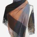 Womens Scarf Winter Blanket Large Scarves Thick Soft Warm Plaid Chunky Scarfs (F-mix Brown Camel)