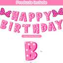 2 x Pink mouse Birthday Party Decorations,Cartoon Mouse Decor Supplies Include Happy Birthday Banner, Latex Balloon, Cake Toppers