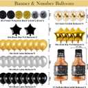 21st Gold Birthday Decorations, Gold Black Silver Happy Birthday Balloons Supplies for Boy Girl, 21 Birthday Party Set with 21 Gold Number Balloons Happy Birthday Banner