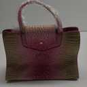 Women Embossed Pattern Satchel Handbags Wallet 3 pcs Set Crossbody Tote Top Handle Vegan Leather Ladies Bag (Acolorful Rose + Green)