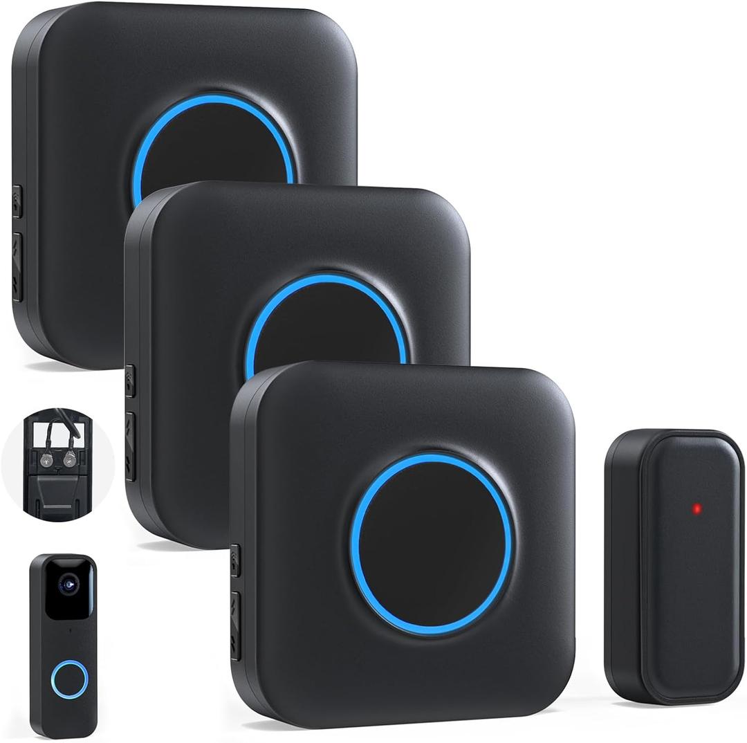 BITIWEND Wireless Doorbell Chime for Blink - Compatible with Blink Video Doorbell and Blink Video Doorbell (2nd Gen) (1 Video Doorbell Extender 3 Receiver (Black)