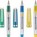 Set of 3 Jinhao 82 Fountain Pens Transparent Starry Sky Color Acrylic Extra Fine Point Gold Trim with Converter