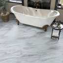 VaryStyle 18-Pack Grey/White Marble Peel and Stick Vinyl Flooring Self Adhesive Vinyl Floor Tiles Peel and Stick Waterproof Basement Flooring Tile Removable Stick on Floor Tile for Kitchen Living Room