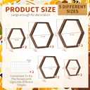 Gerrii 10 Pcs Honey Comb Decorations 5 Sizes Wood Hexagon Shelves Honeycomb Centerpiece Cupcake Stand Wooden Bee Hive Display Holder for Baby Shower Honeybee DIY Birthday Party Decor (Dark Brown)