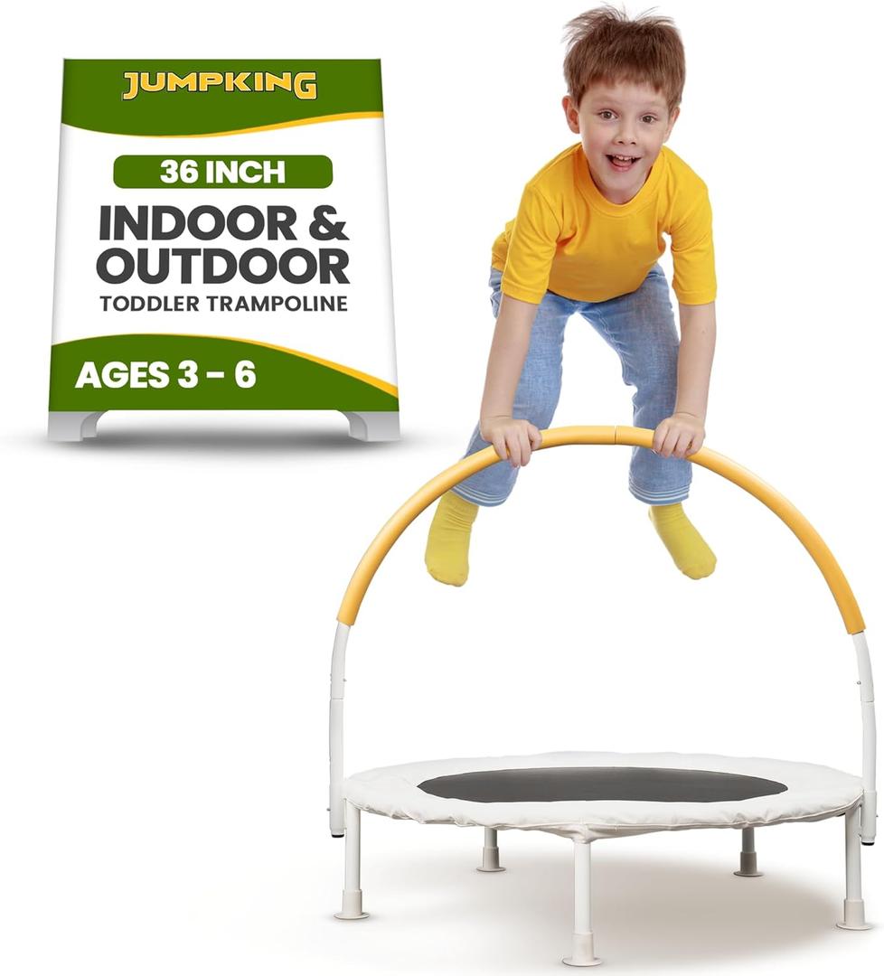 Jumpking 36 inch Indoor and Outdoor Toddler Trampoline with Bungie Cords, Powder Coated Rust Resistant, Perfect for Families with Young Children
