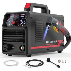 YESWELDER CUT-65DS PLUS Plasma Cutter, 65Amp 110V/220V Non-High Frequency Non-Touch Pilot Arc 4-In-1 Plate Cutting/Grid Cutting/Gouging/Marking Multifunctional Plasma Cutting Machine