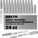 Silver Metallic Permanent Markers, 24 Pack Silver Metallic Marker Pens for Artist Illustration, Industrial Marking, DIY Crafts, Gift Card Making