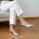 DREAM PAIRS Womens Slingback Kitten Low Block Heels Closed Pointed Toe Ankle Strap Elegant Dressy Pumps Wedding Party Dress Shoes for Women