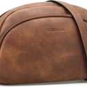 Leather Crossbody Bags for Women Anti-Theft Purses Vintage Saddle Handbag Small Cross Body Shoulder Bag (Brown)