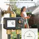 Diivoo Brass Sprinkler Timer 2 Zone, IP66 Waterproof Programmable Water Hose Timer 2 Outlet with Large Display, Rain Delay & Manual Watering for Outdoor Automatic Irrigation of Garden, Lawn, Yard