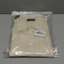 Alimens & Gentle Men's Dress Shirt Regular Fit Stretch Stain Shield Long Sleeve Solid Business Wedding Button Down Shirts, Beige, Large