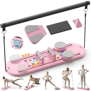 Pilates Board,Multifunctional Rebound Abdominal Board,Foldable Pilates Reformer Set,Ab Core Trainer Machine,Ab Board,Exercise Board,Abs Workout Equipment for Women Men Home Gym Equipment,Pink