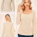 GRACE KARIN Womens Fall Long Sleeve Trendy Tops 2025 Square Neck Ribbed Casual Shirts Cozy Basic Sweater (M)