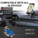 Wireless Car Charger Mount, 15W Qi Fast Charging Auto-Clamping Cell Phone Car Holder ​Air Vent Windshield Dashboard Long Arm Suction Cup Car Phone Mount for iPhone13 /12/11 Samsung S20/S10/S9/S8 LG